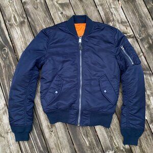 Vintage Alpha Industries Jacket Mens X-Small Navy MA-1 Bomber Reversible USA